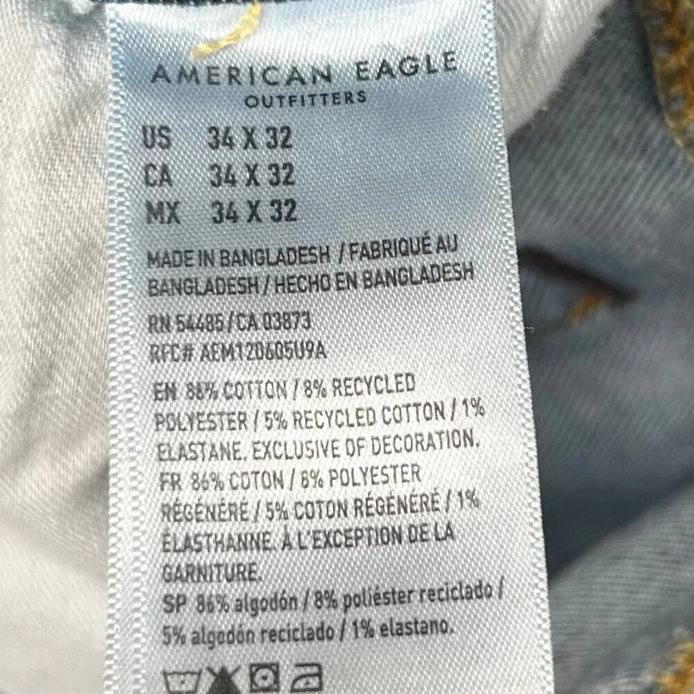 American Eagle Slim Straight Size 34x32 Men Jeans Denim Stretch